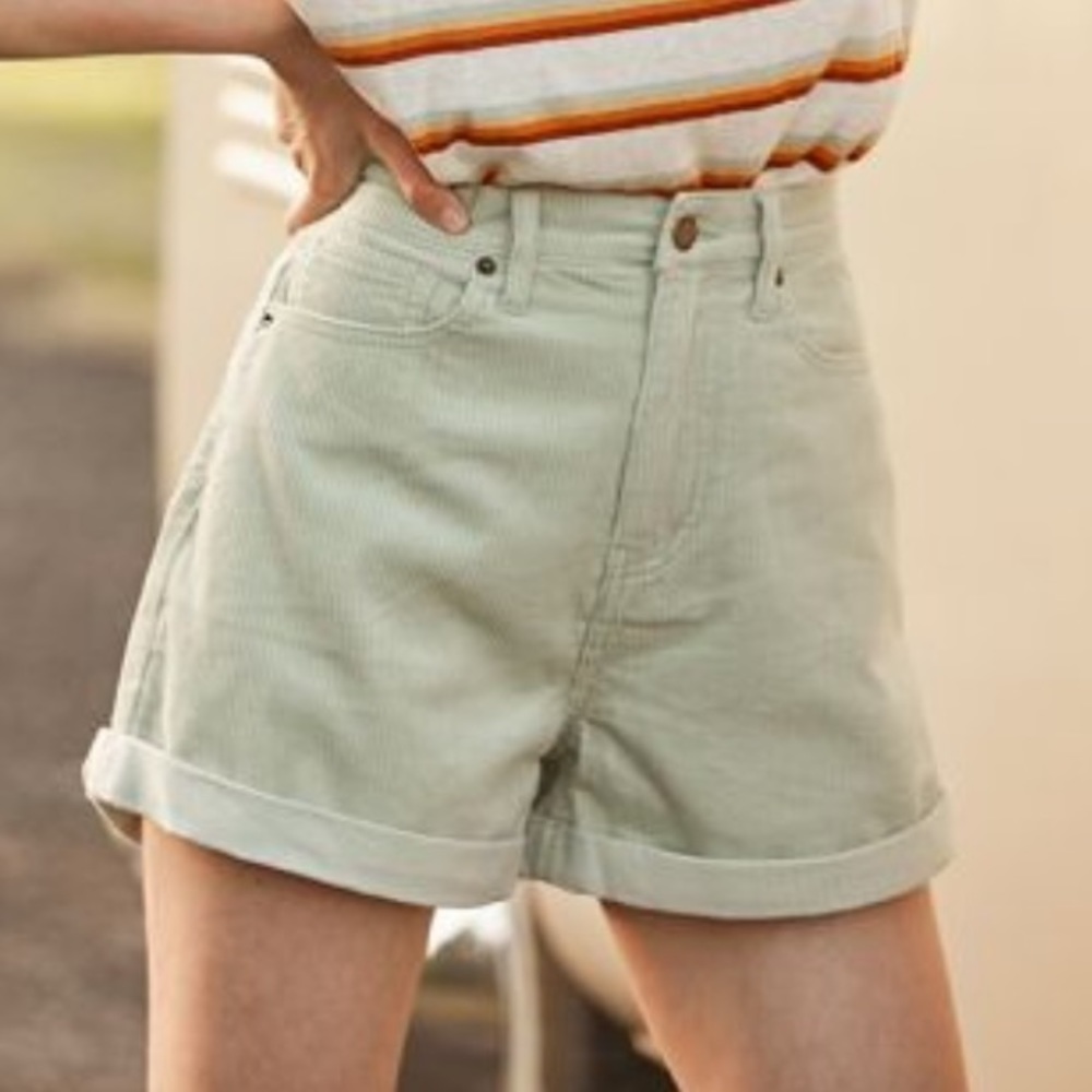 Mint green cord shorts